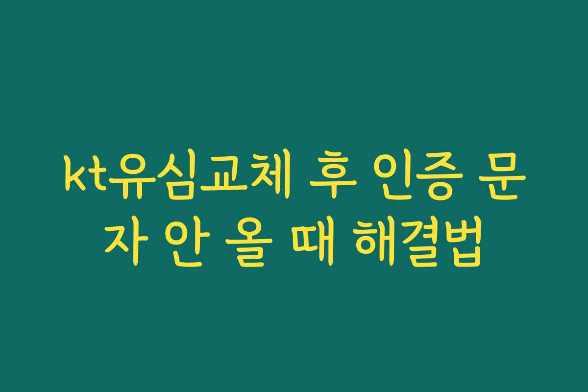 kt유심교체 후 인증 문자 안 올 때 해결법