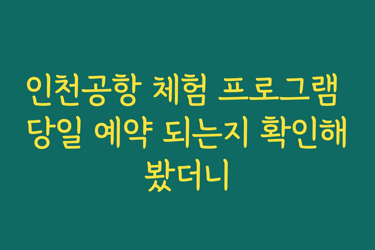 인천공항 체험 프로그램 당일 예약 되는지 확인해봤더니