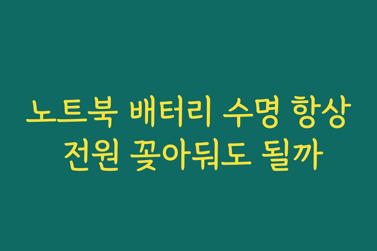 노트북 배터리 수명 항상 전원 꽂아둬도 될까