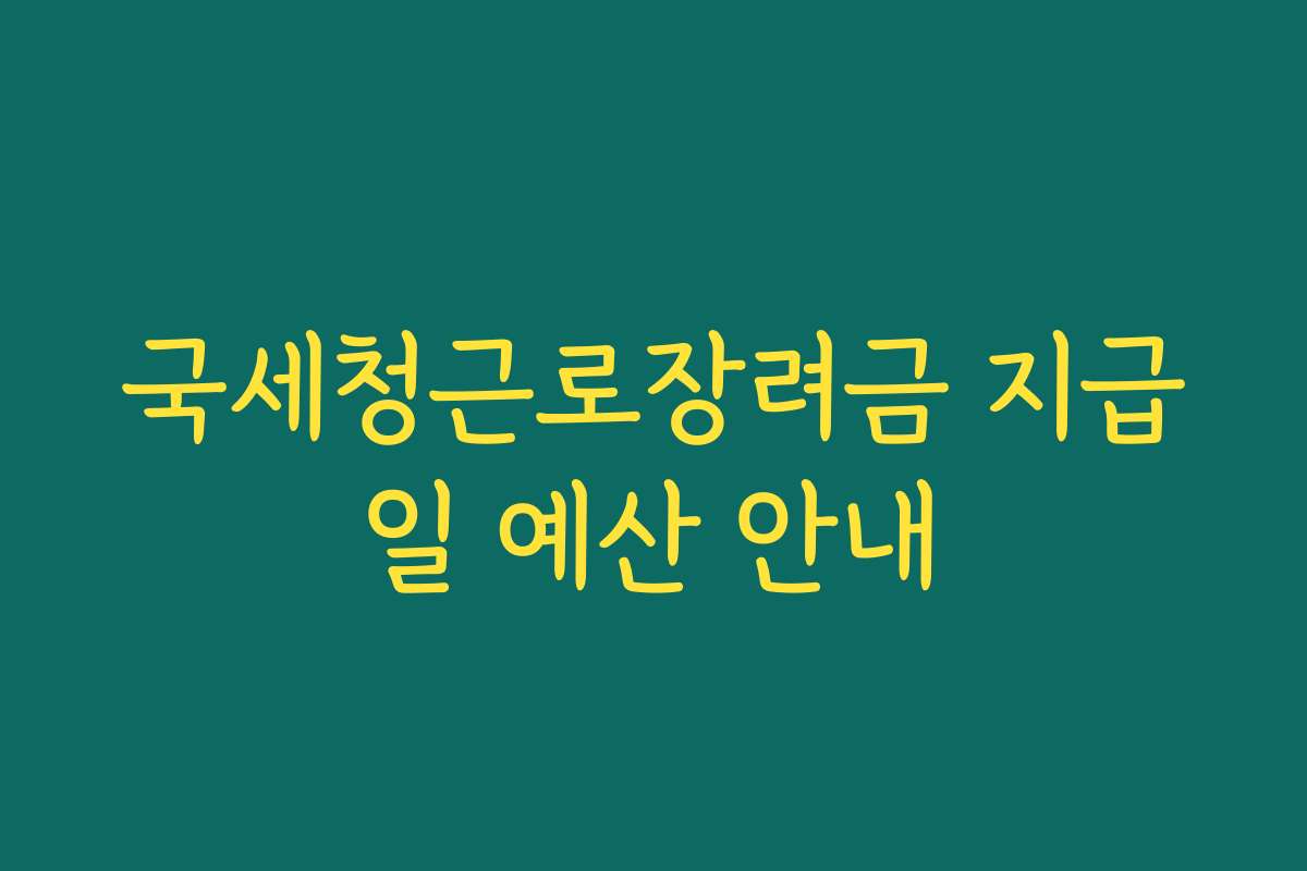 국세청근로장려금 지급일 예산 안내