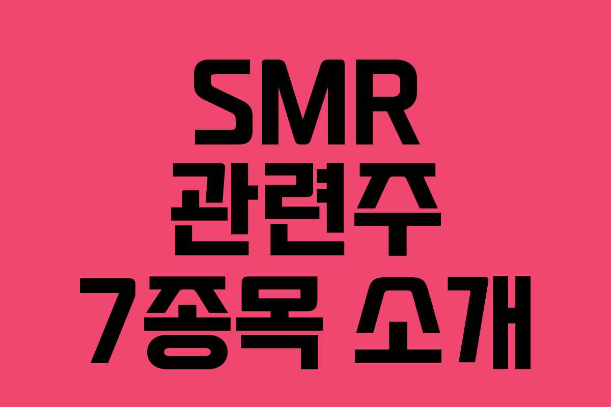 SMR 관련주 7종목 소개 SMR 관련주 7종목 소개