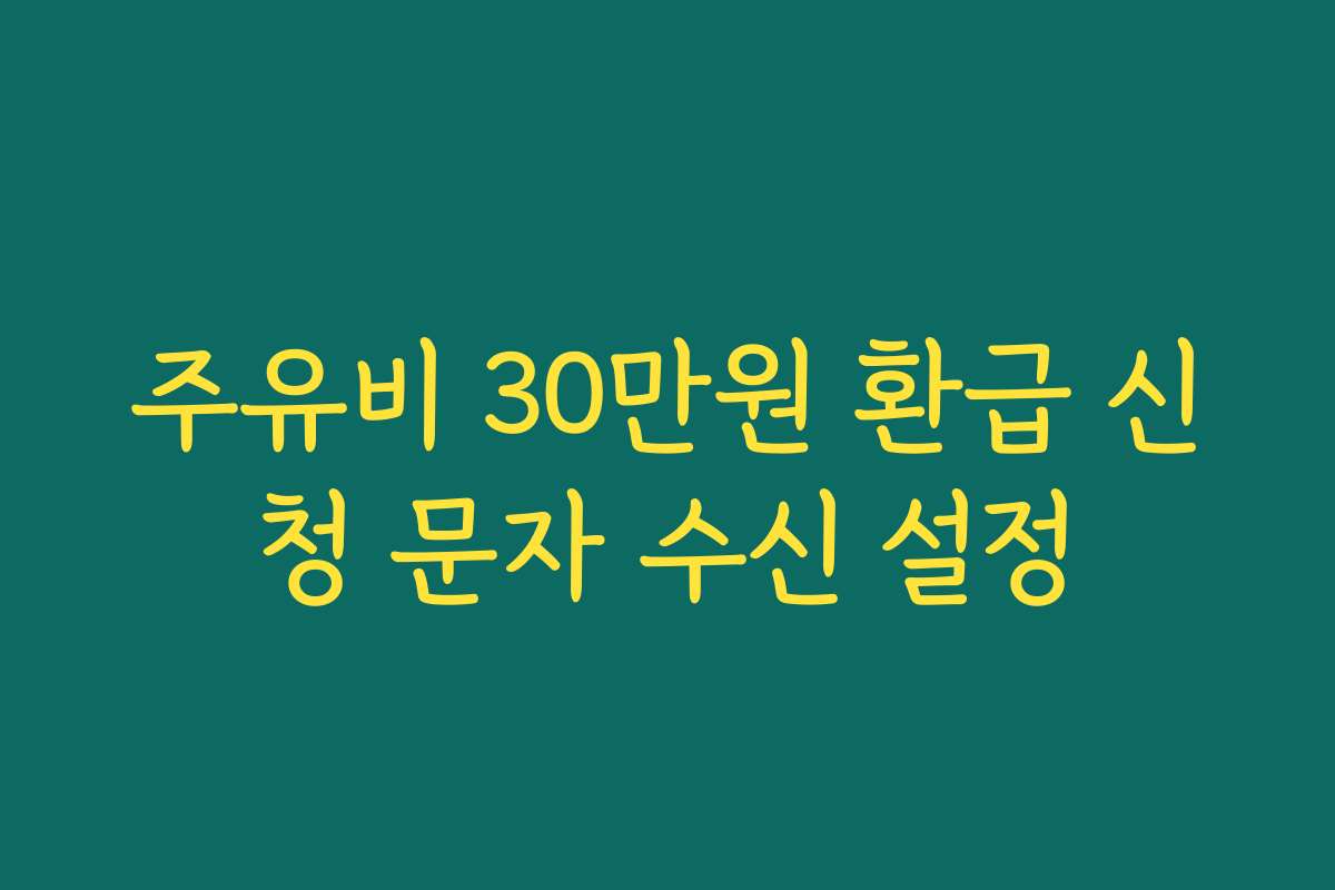주유비 30만원 환급 신청 문자 수신 설정