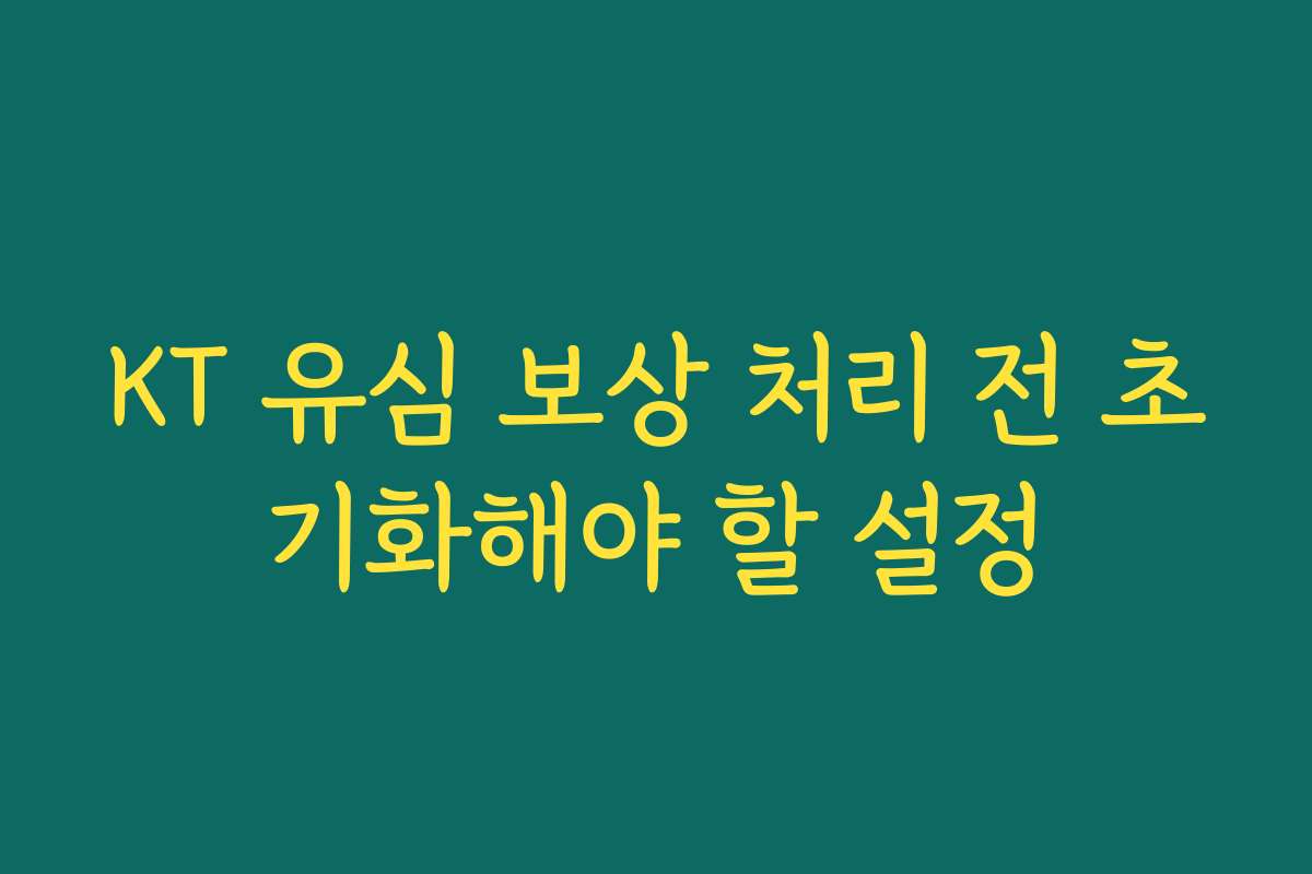 KT 유심 보상 처리 전 초기화해야 할 설정
