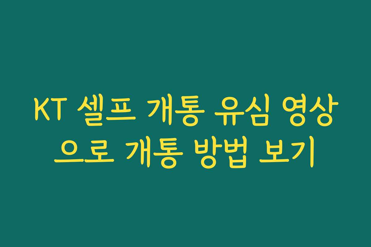 KT 셀프 개통 유심 영상으로 개통 방법 보기