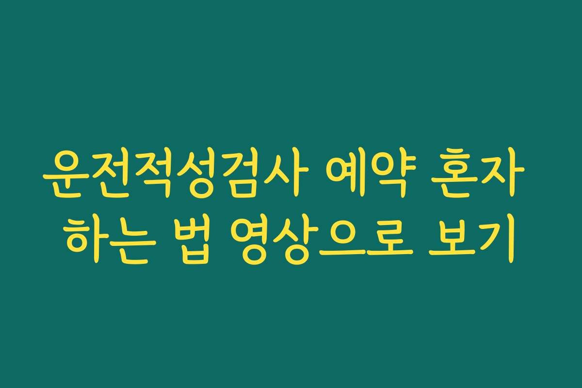 운전적성검사 예약 혼자 하는 법 영상으로 보기