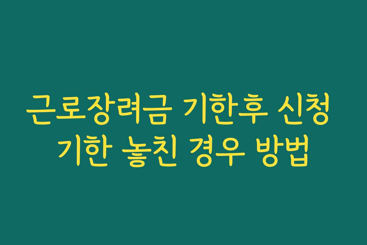 근로장려금 기한후 신청 기한 놓친 경우 방법