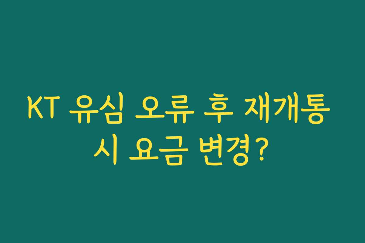 KT 유심 오류 후 재개통 시 요금 변경?