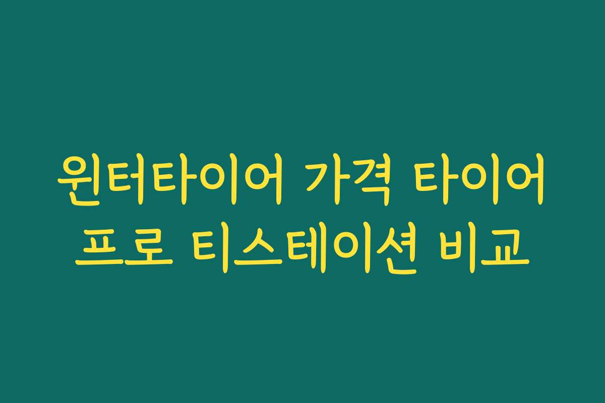 윈터타이어 가격 타이어프로 티스테이션 비교