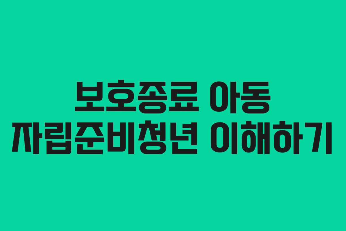 보호종료 아동 자립준비청년 이해하기