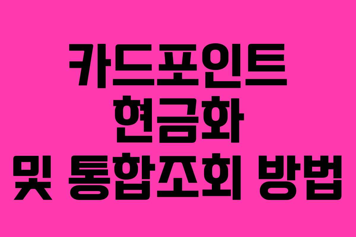 카드포인트 현금화 및 통합조회 방법 카드포인트 현금화 및 통합조회 방법