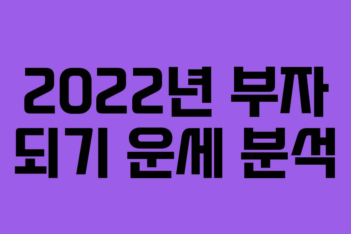 2022년 부자 되기 운세 분석