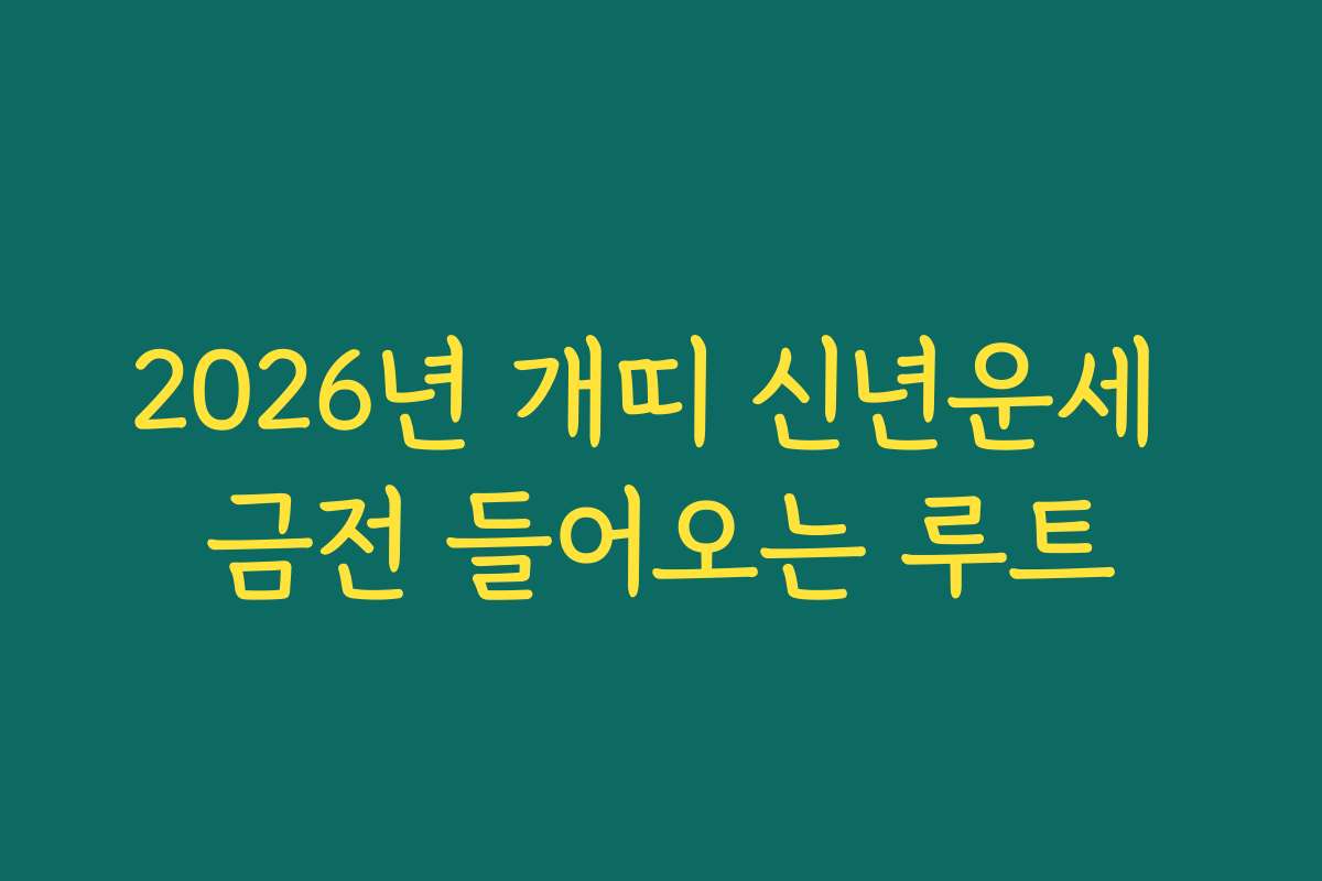 2026년 개띠 신년운세 금전 들어오는 루트