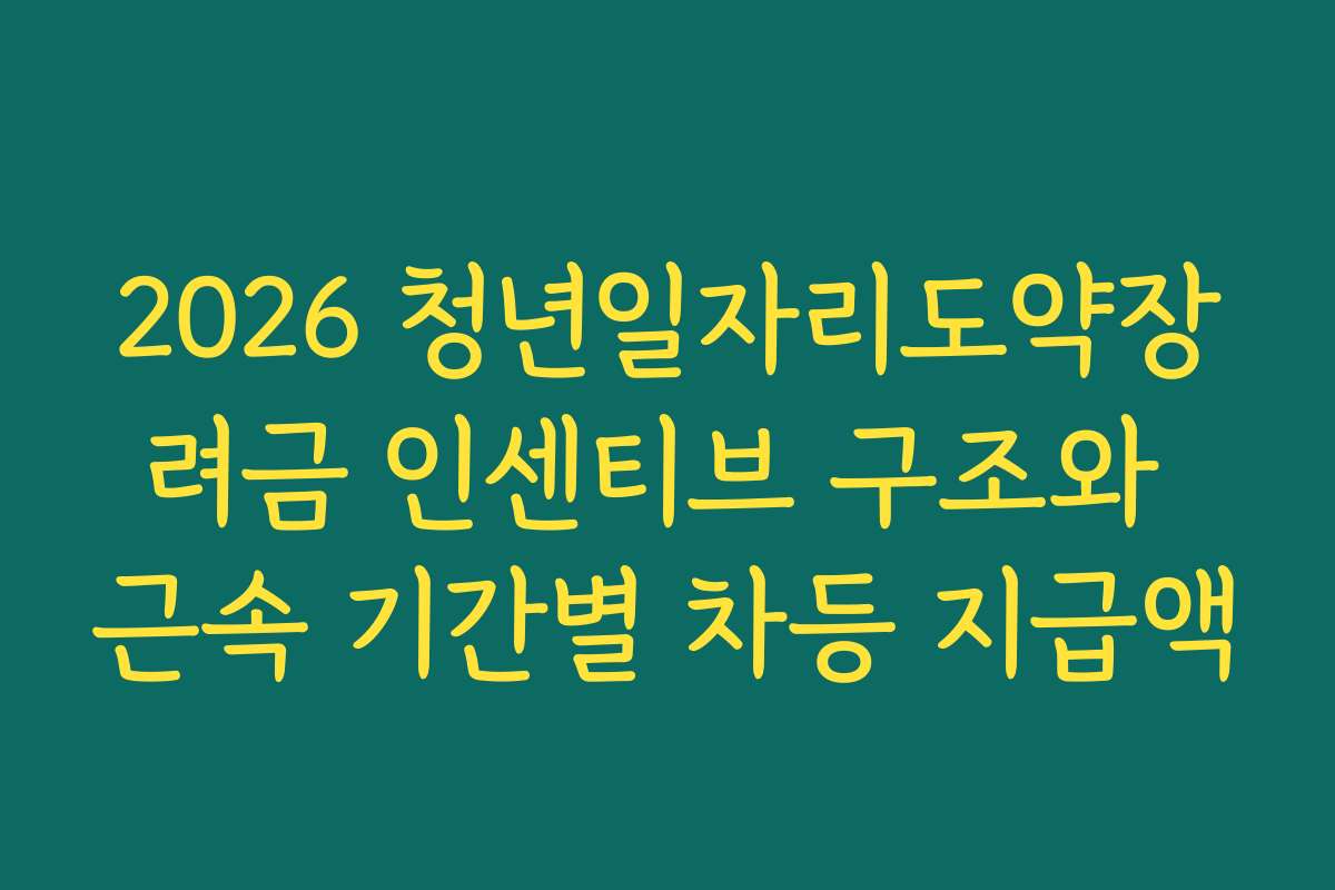 2026 청년일자리도약장려금 인센티브 구조와 근속 기간별 차등 지급액