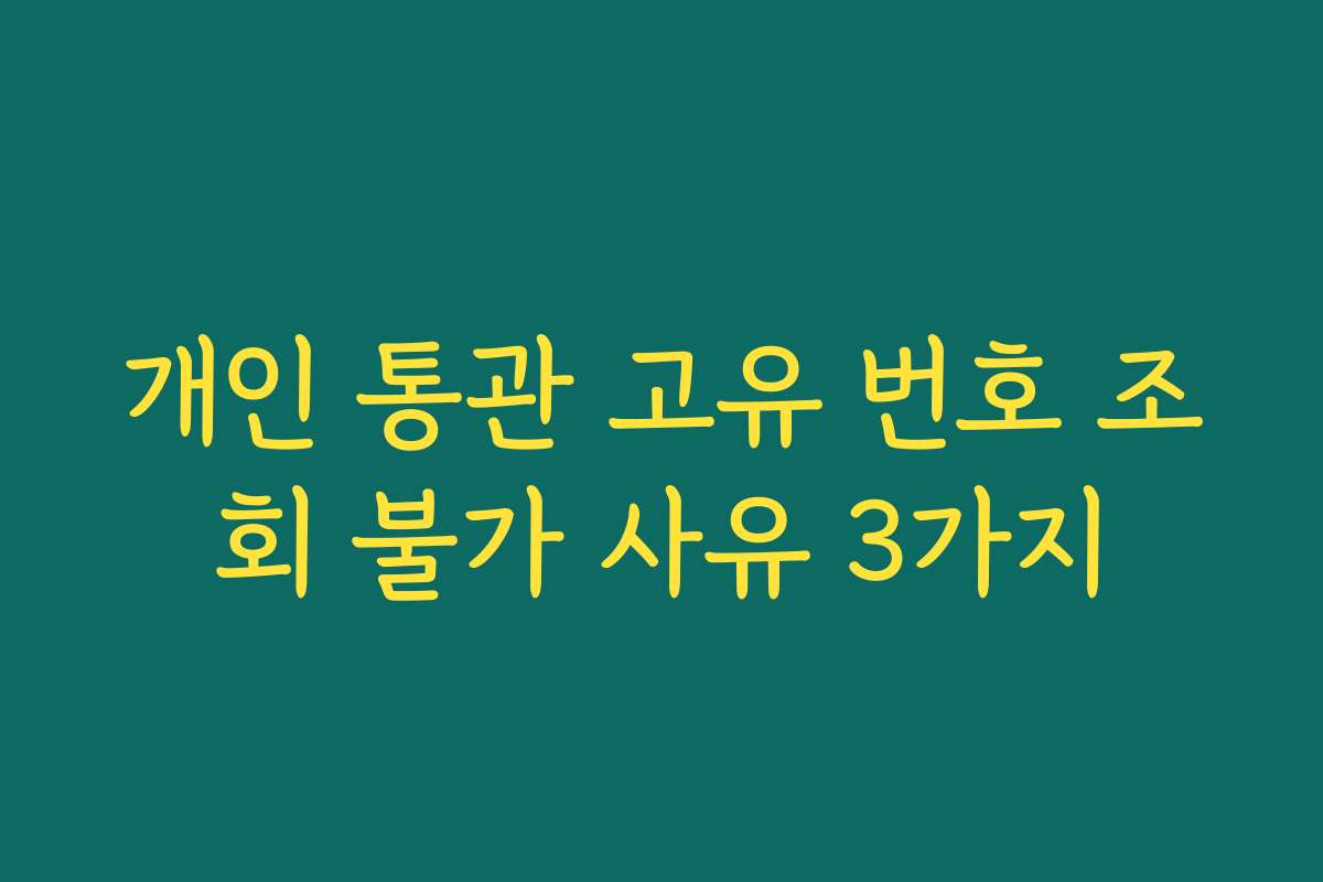 개인 통관 고유 번호 조회 불가 사유 3가지