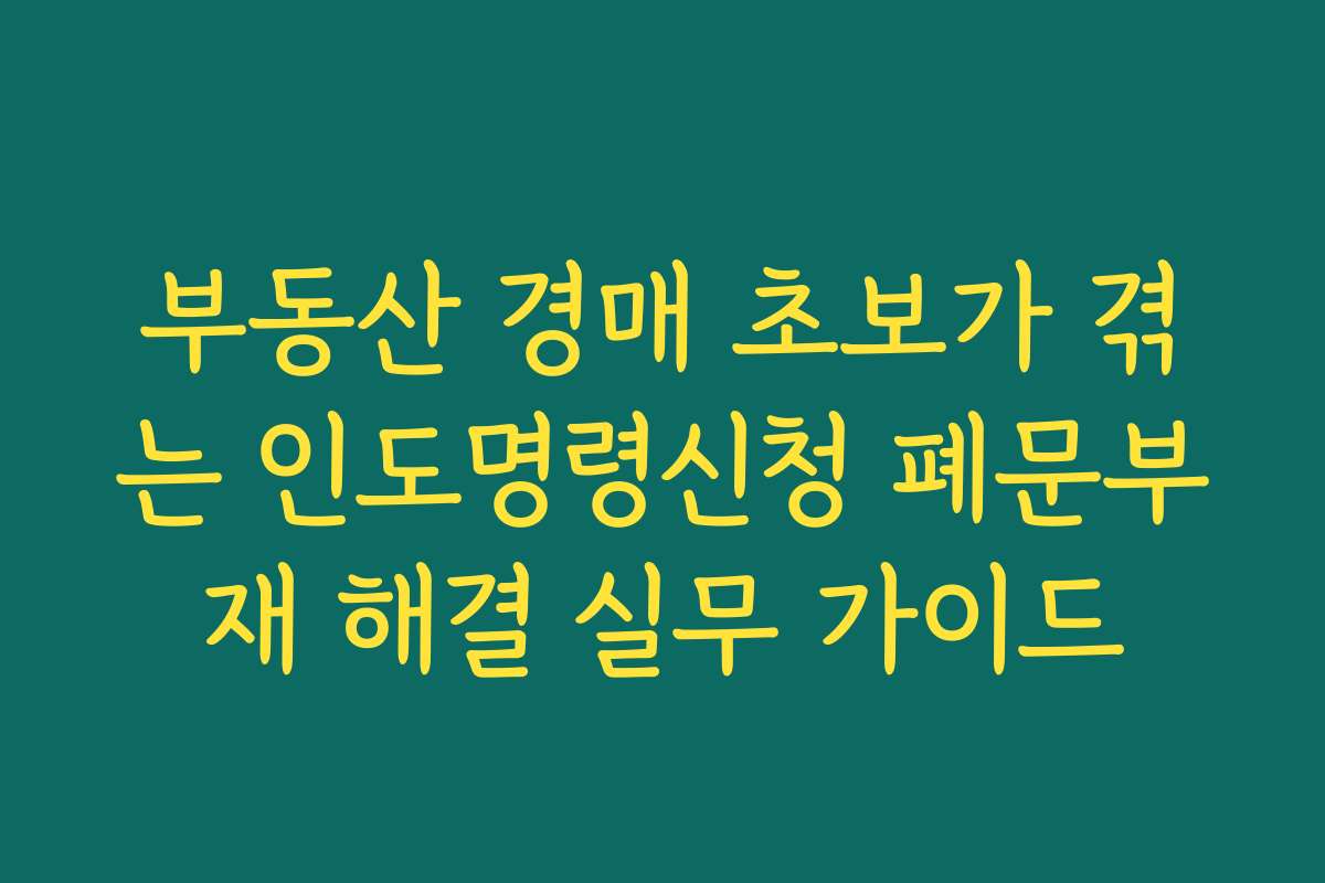부동산 경매 초보가 겪는 인도명령신청 폐문부재 해결 실무 가이드