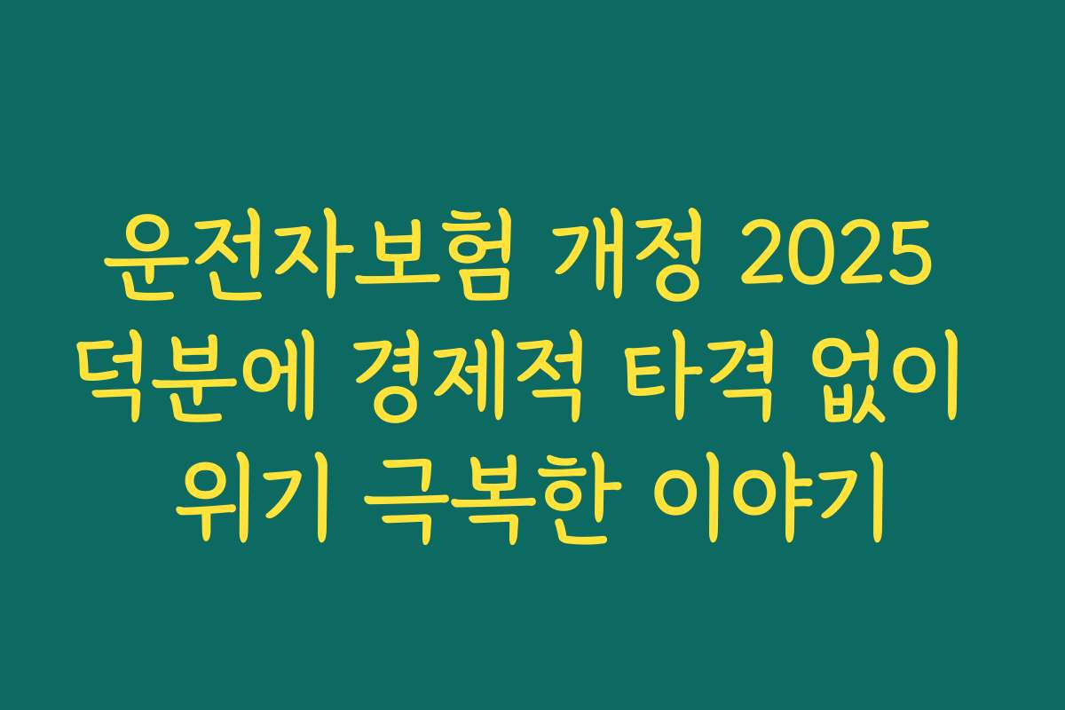 운전자보험 개정 2025 덕분에 경제적 타격 없이 위기 극복한 이야기