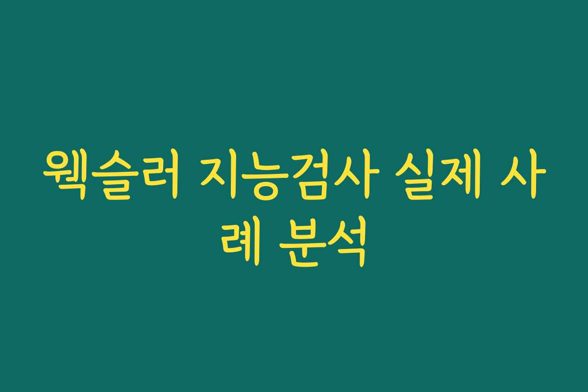 웩슬러 지능검사 실제 사례 분석