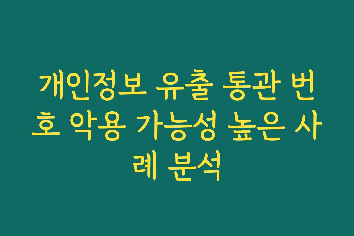개인정보 유출 통관 번호 악용 가능성 높은 사례 분석
