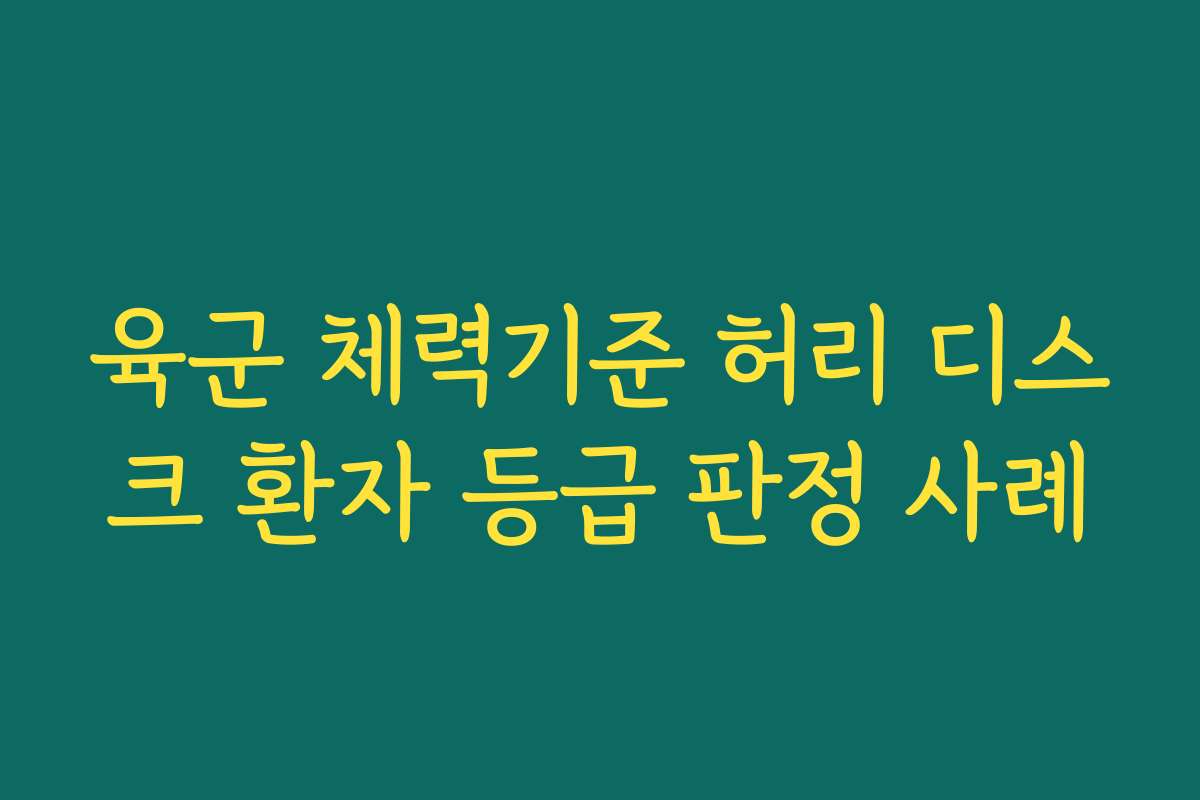 육군 체력기준 허리 디스크 환자 등급 판정 사례