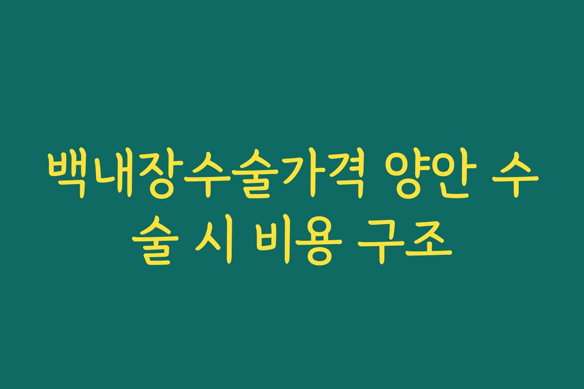 백내장수술가격 양안 수술 시 비용 구조