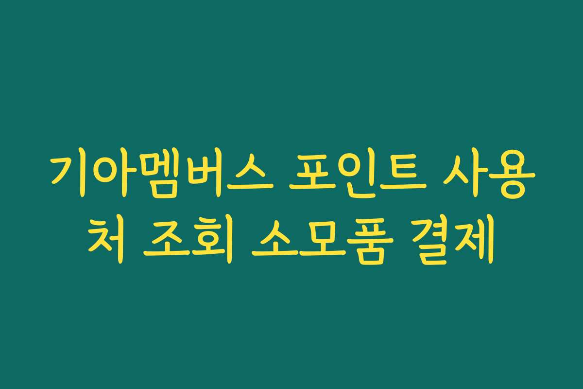 기아멤버스 포인트 사용처 조회 소모품 결제