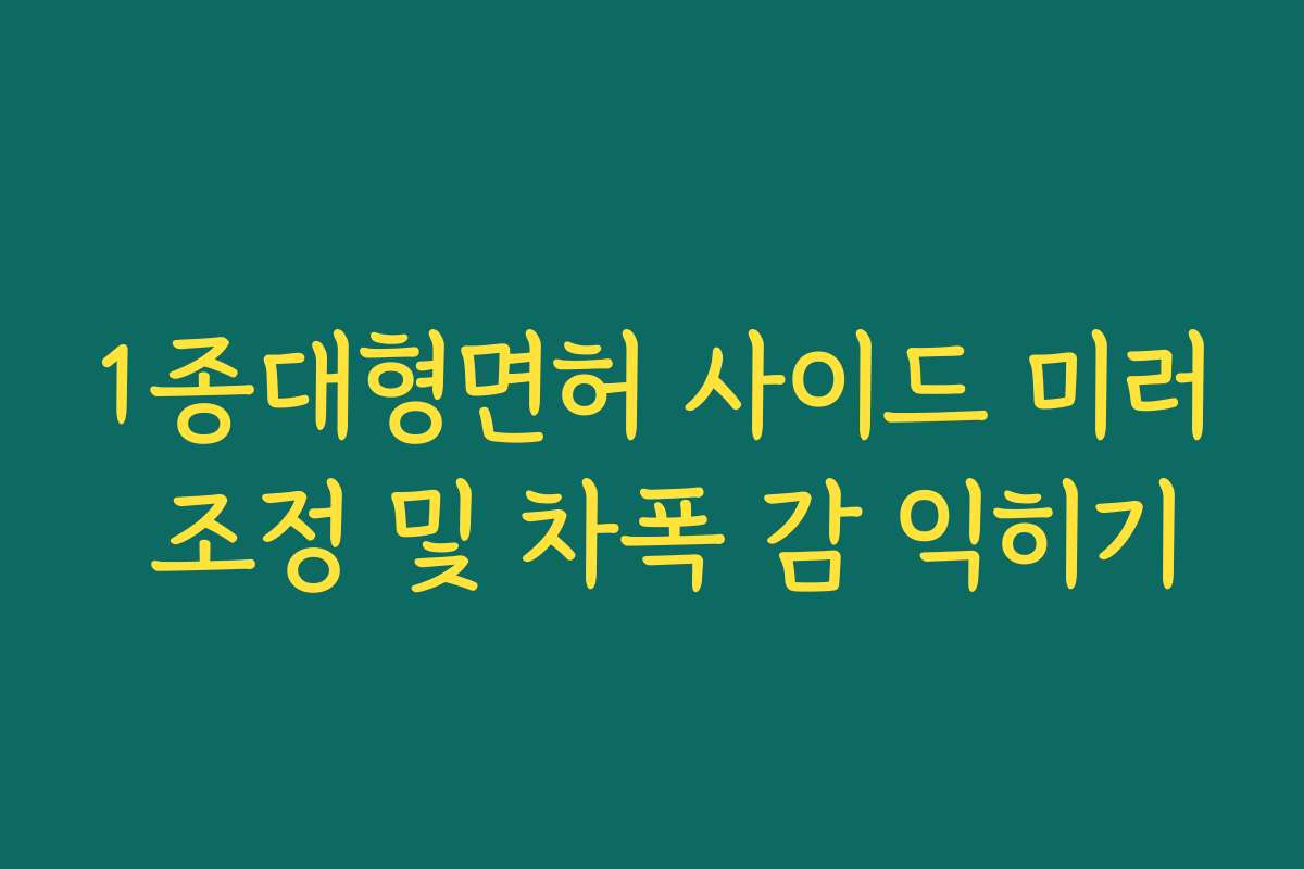 1종대형면허 사이드 미러 조정 및 차폭 감 익히기