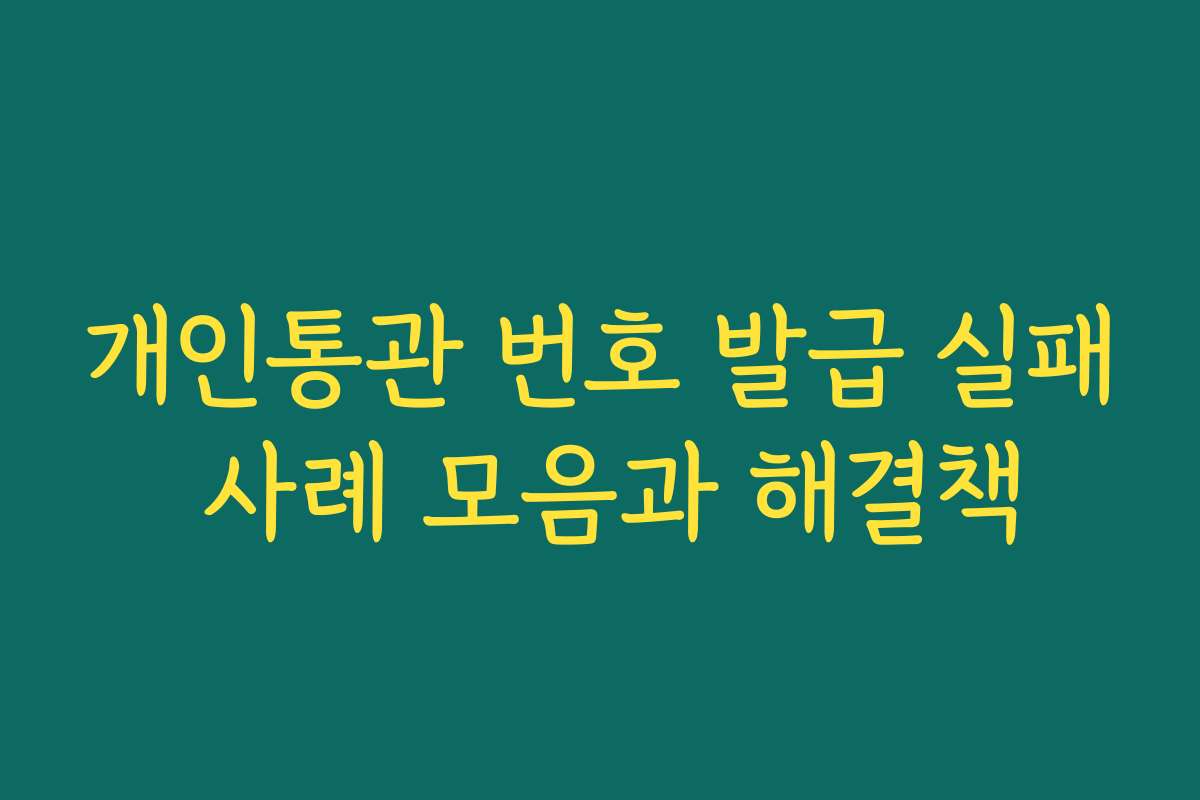 개인통관 번호 발급 실패 사례 모음과 해결책