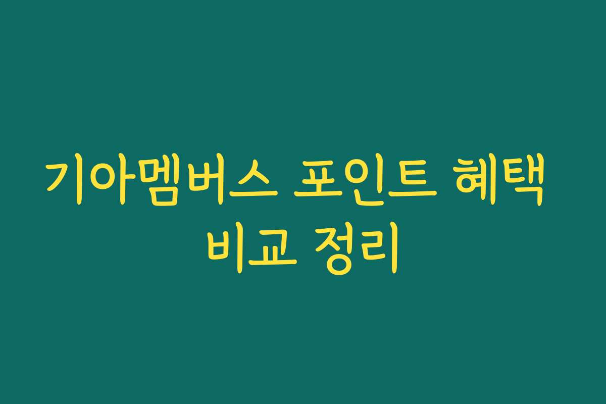 기아멤버스 포인트 혜택 비교 정리