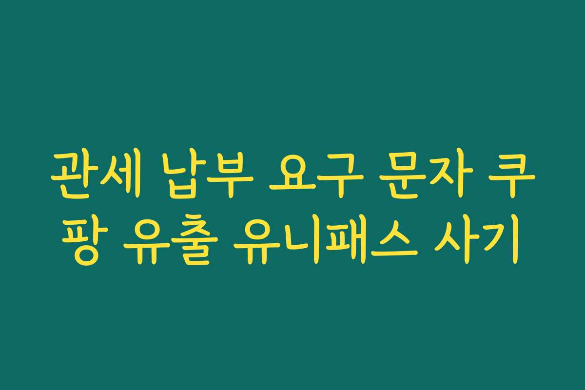 관세 납부 요구 문자 쿠팡 유출 유니패스 사기