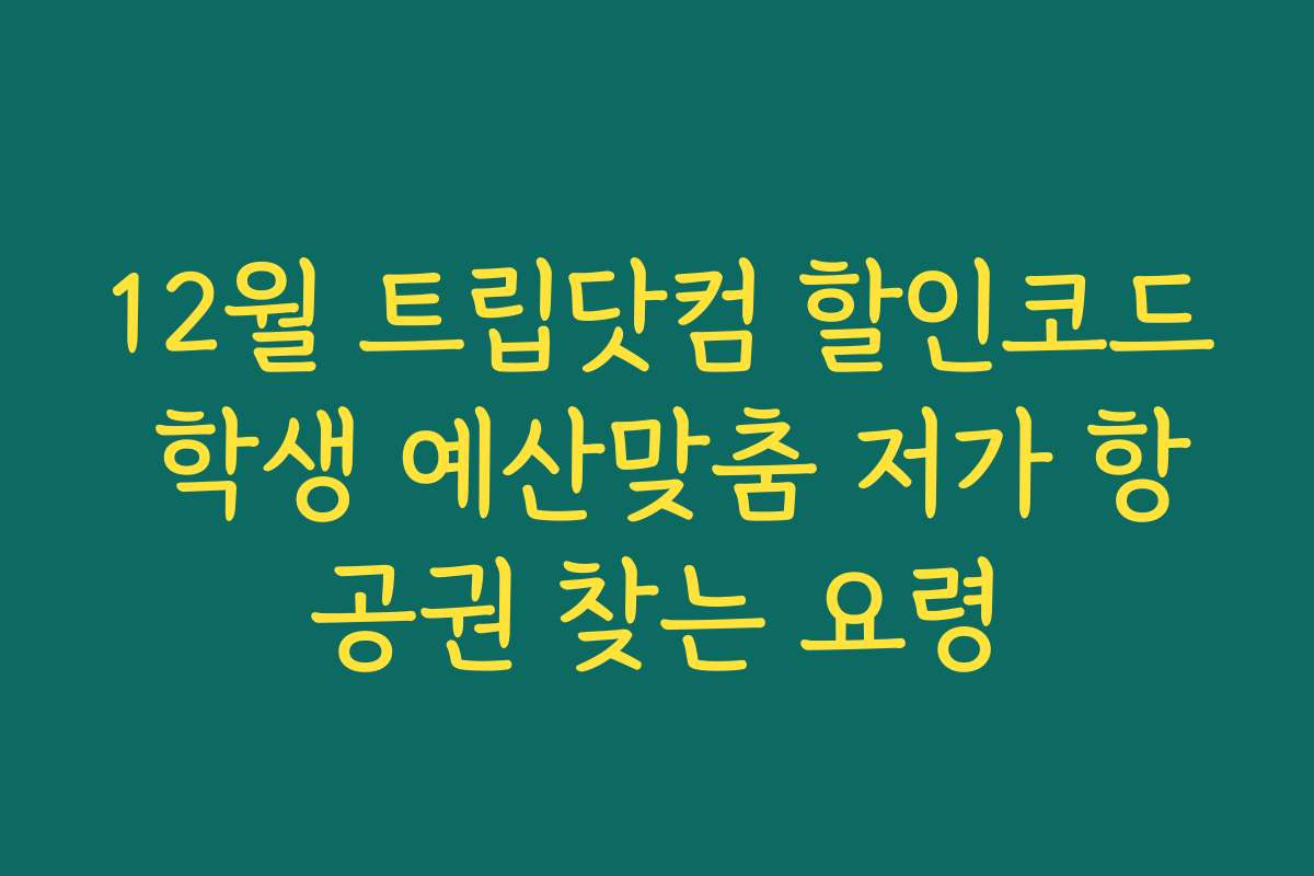 12월 트립닷컴 할인코드 학생 예산맞춤 저가 항공권 찾는 요령
