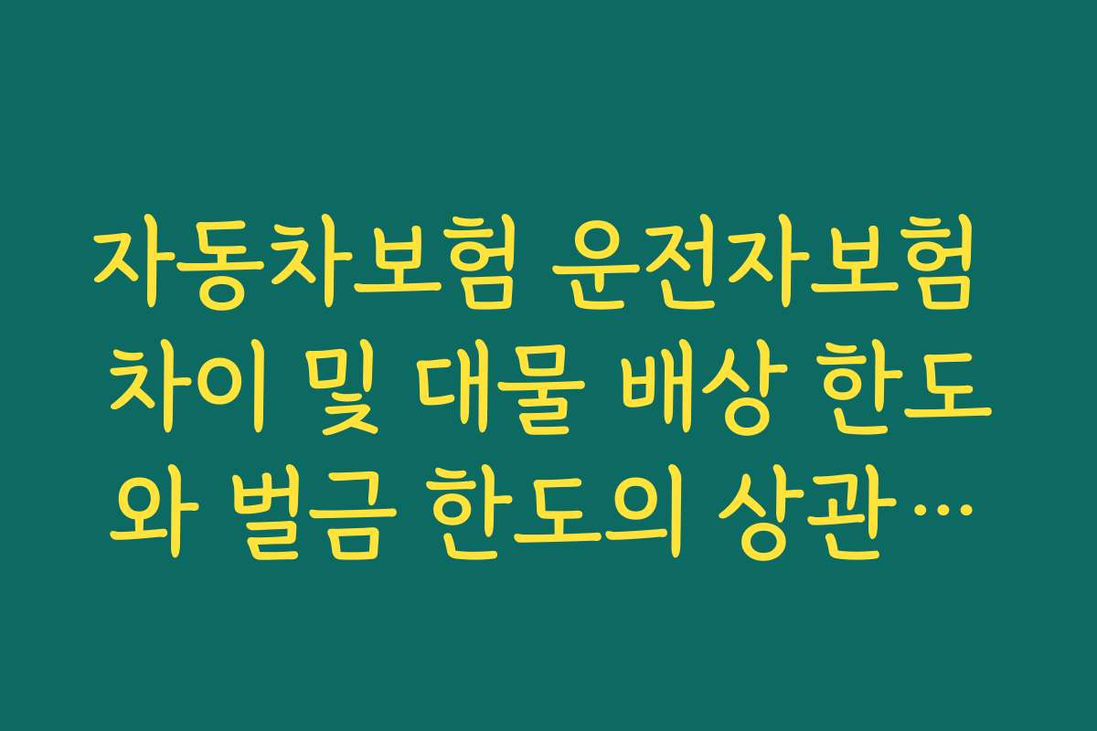 자동차보험 운전자보험 차이 및 대물 배상 한도와 벌금 한도의 상관관계