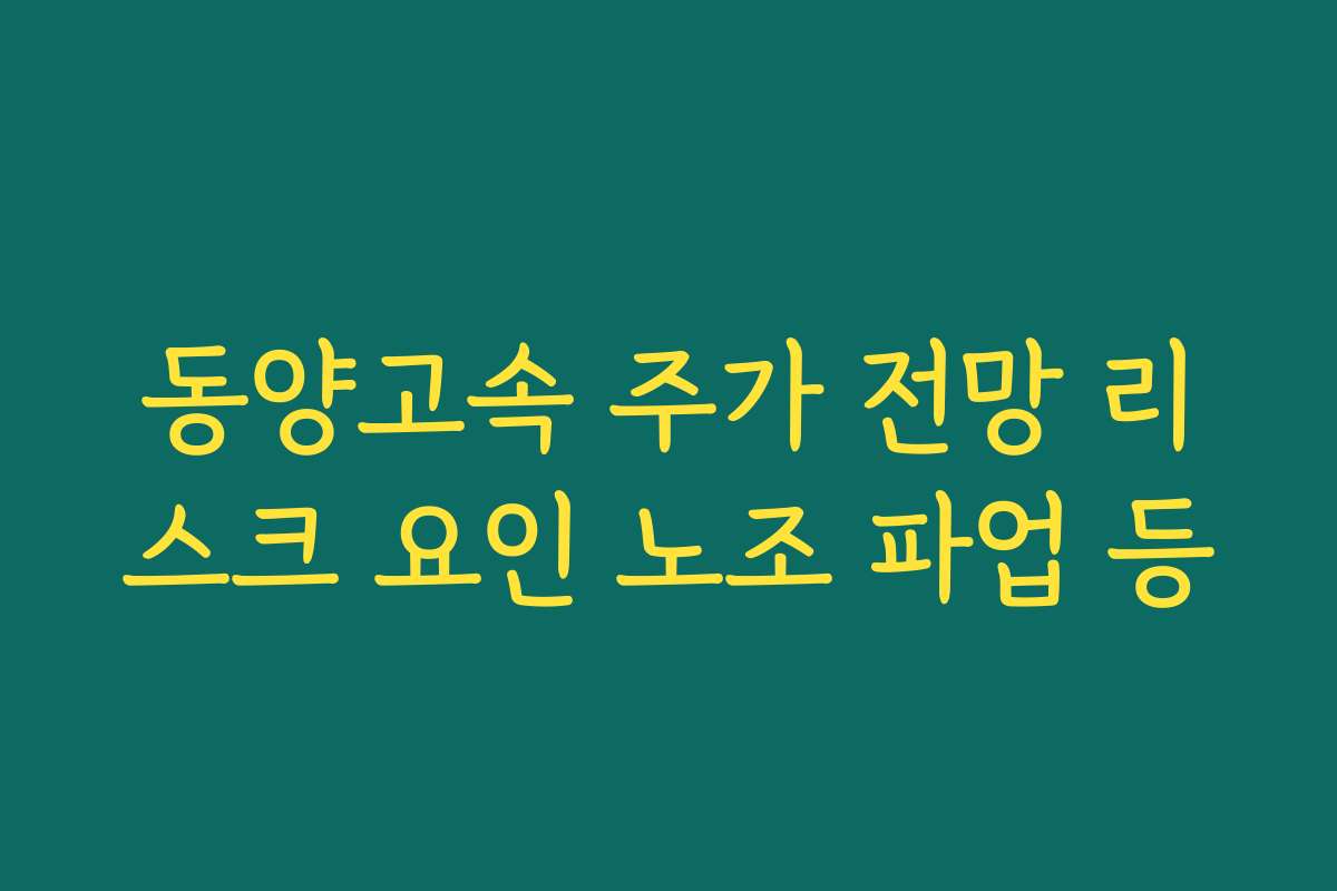 동양고속 주가 전망 리스크 요인 노조 파업 등
