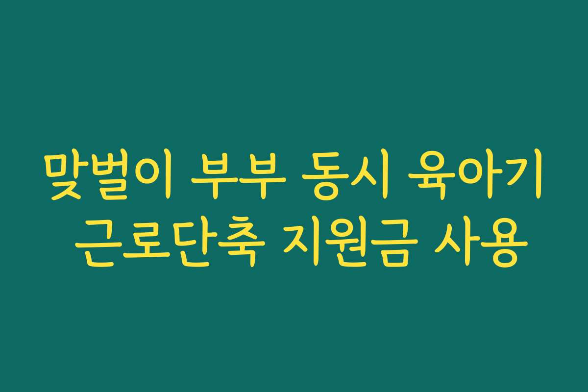 맞벌이 부부 동시 육아기 근로단축 지원금 사용