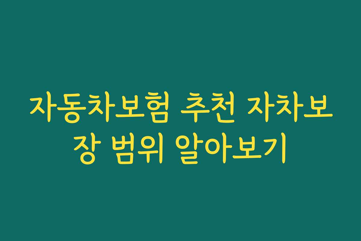 자동차보험 추천 자차보장 범위 알아보기