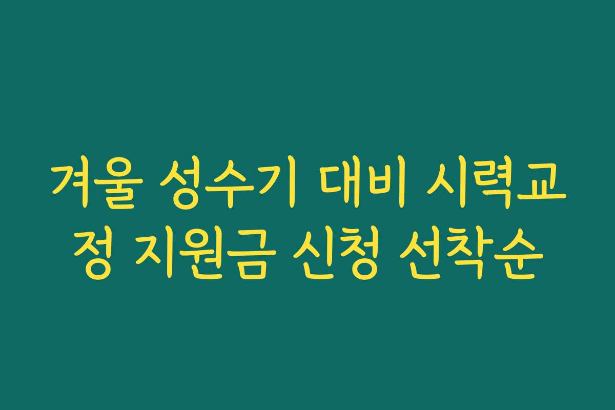 겨울 성수기 대비 시력교정 지원금 신청 선착순