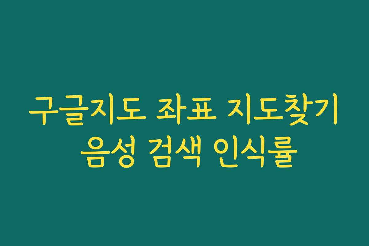 구글지도 좌표 지도찾기 음성 검색 인식률