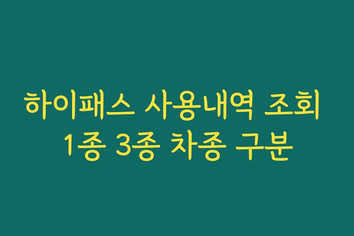 하이패스 사용내역 조회 1종 3종 차종 구분