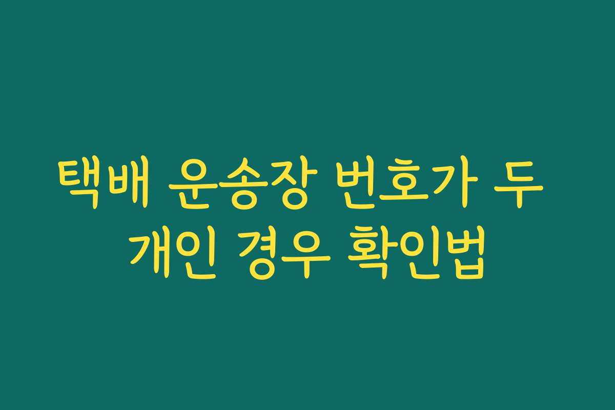 택배 운송장 번호가 두 개인 경우 확인법