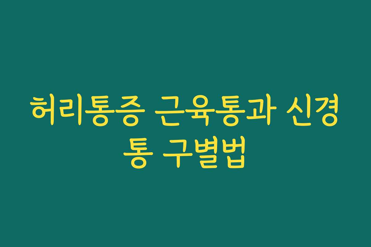 허리통증 근육통과 신경통 구별법