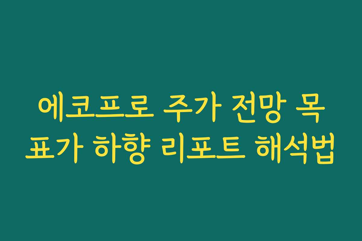 에코프로 주가 전망 목표가 하향 리포트 해석법