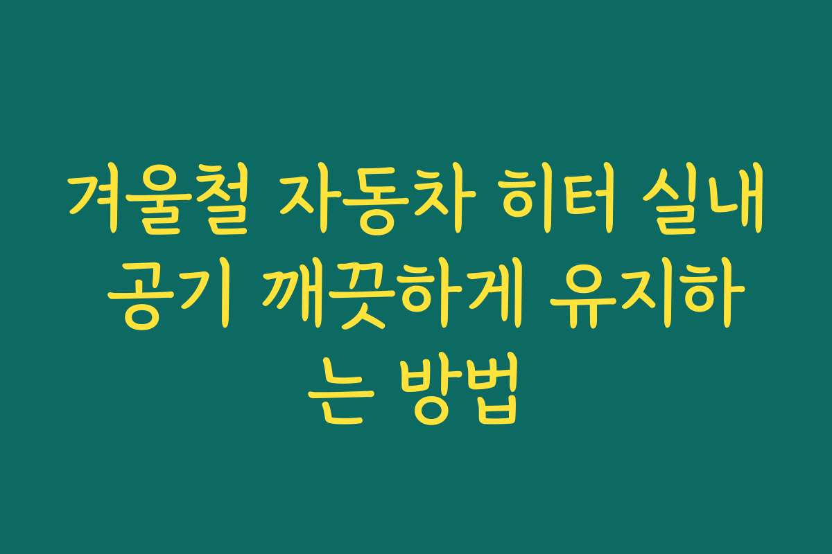 겨울철 자동차 히터 실내 공기 깨끗하게 유지하는 방법