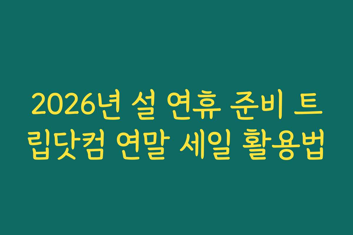 2026년 설 연휴 준비 트립닷컴 연말 세일 활용법