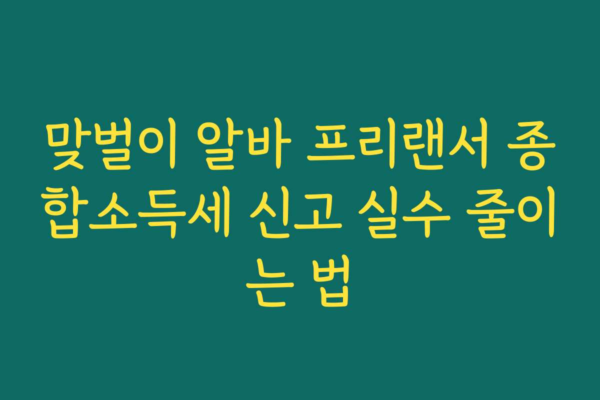 맞벌이 알바 프리랜서 종합소득세 신고 실수 줄이는 법