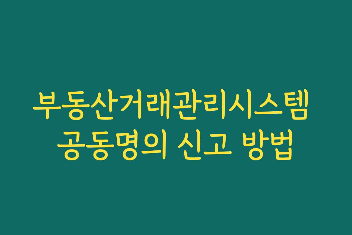 부동산거래관리시스템 공동명의 신고 방법