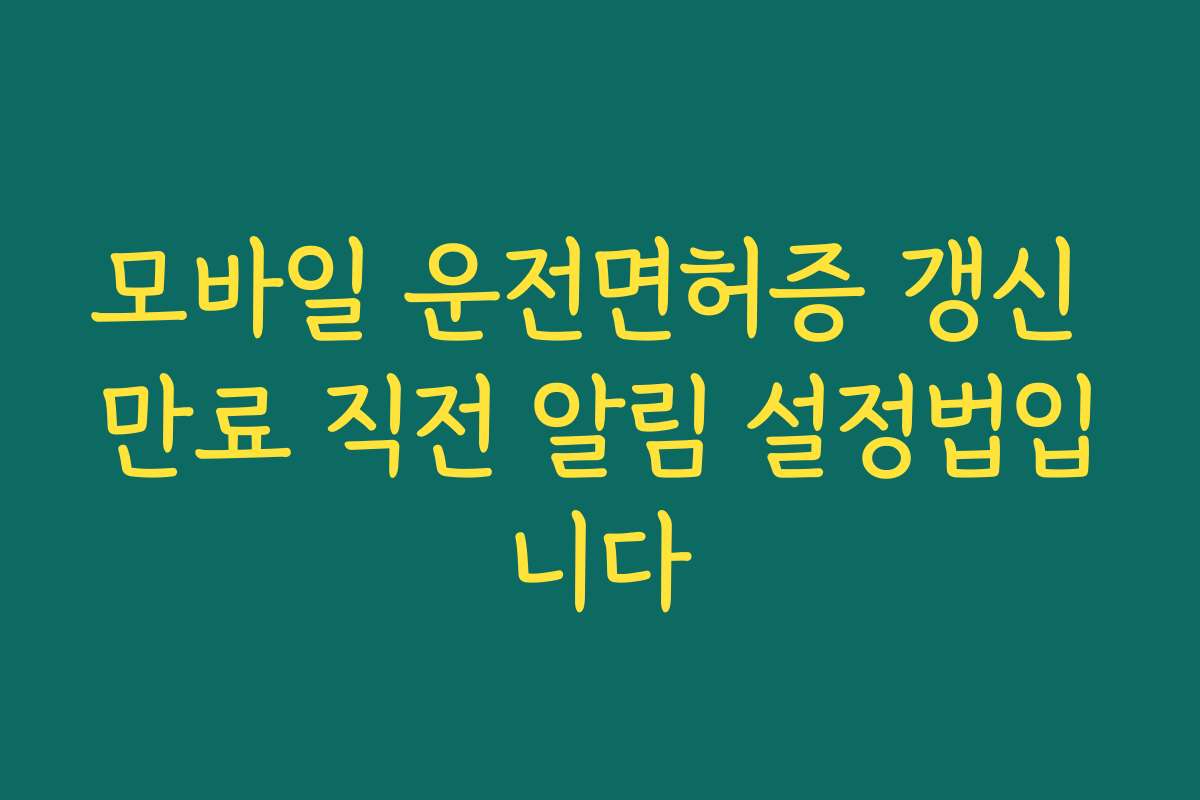 모바일 운전면허증 갱신 만료 직전 알림 설정법입니다