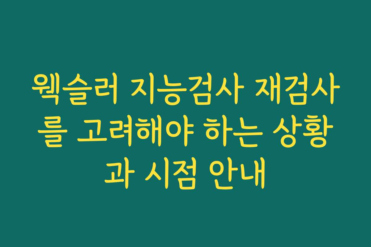 웩슬러 지능검사 재검사를 고려해야 하는 상황과 시점 안내