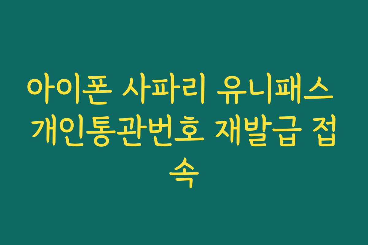 아이폰 사파리 유니패스 개인통관번호 재발급 접속