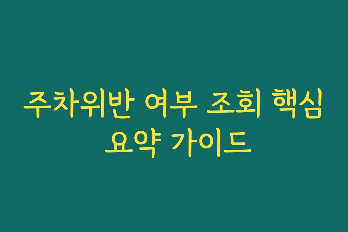 주차위반 여부 조회 핵심 요약 가이드