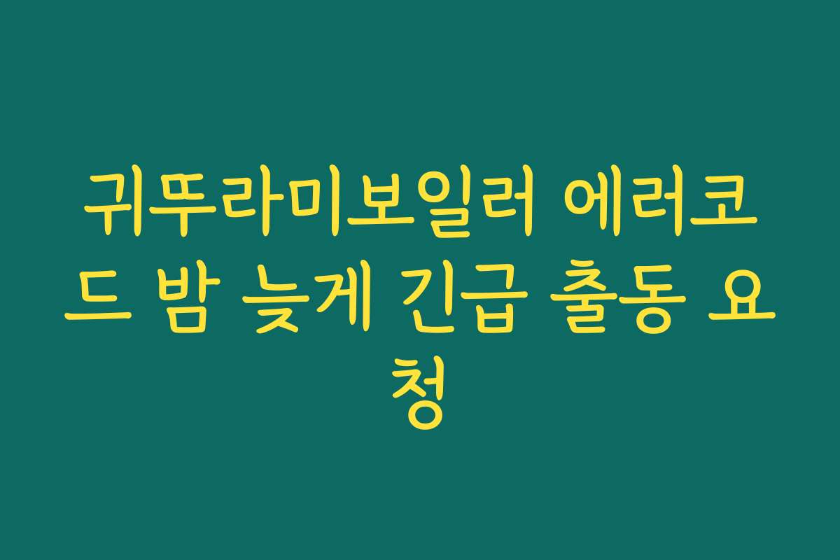 귀뚜라미보일러 에러코드 밤 늦게 긴급 출동 요청