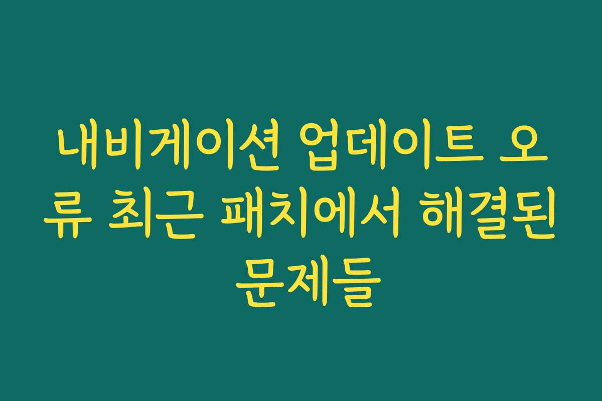 내비게이션 업데이트 오류 최근 패치에서 해결된 문제들